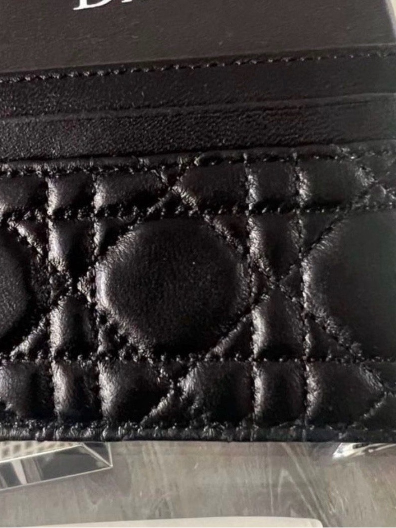 Luxury Quilted Black Leather Card Key Holder